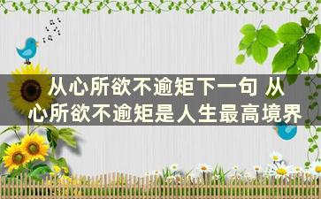 从心所欲不逾矩下一句 从心所欲不逾矩是人生最高境界